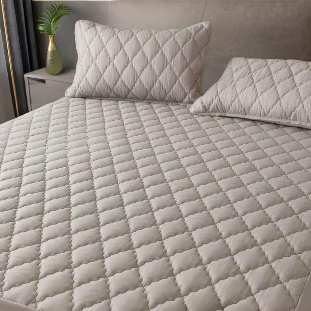 Набор простыня-наматрасник (180×200см) водонепроницаемая на резинке, и 2 наволочки, в бежевом цвете Каменец-Подольский - изображение 6