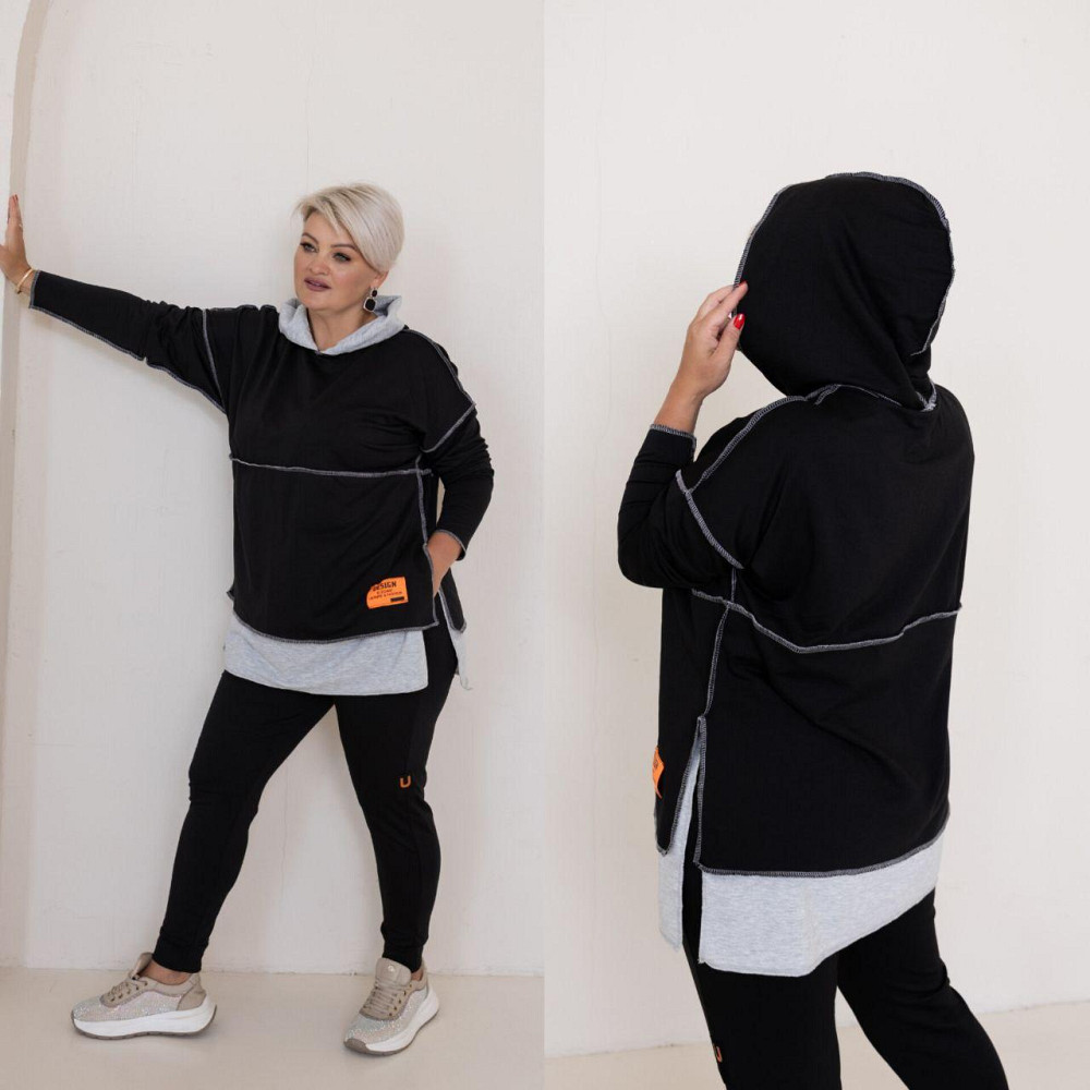 Женский прогулочный костюм двунитка Черный, 54/58 Одесса - изображение 1