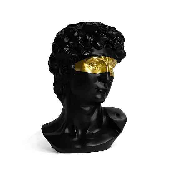 Скульптура бюст Давида RESTEQ черного цвета. Фигурка для интерьера Давид 15 см. Декор бюст Давид (Микеланджело) Киев