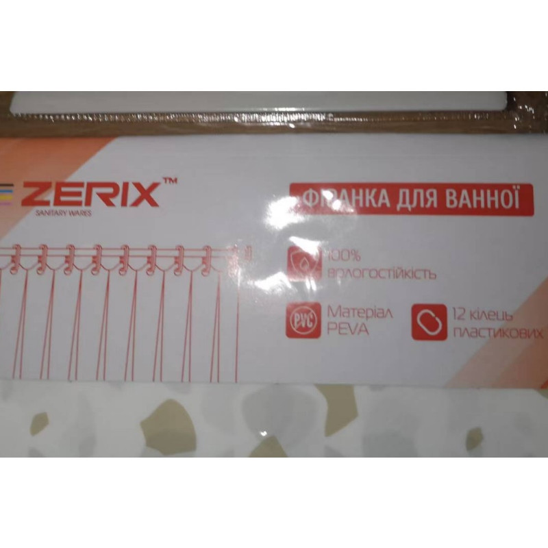 Шторка-фиранка для ванной Zerix SCP-024-180x180 из PEVA (полиэтиленвинилацетата) (Узор 