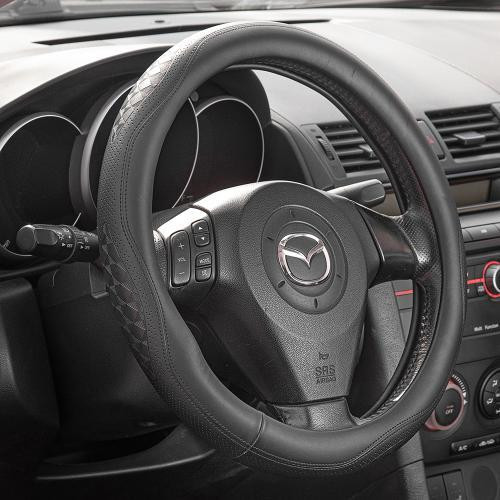 Чохол на кермо VLOD-L2170 BK M чорний шкіряний, один шов, без отворів Харків - фото 2