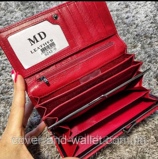 Класичний жіночий гаманець з натуральної шкіри червоного кольору MD Leather Київ - фото 7