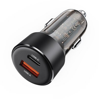 Автомобільний зарядний пристрій ACEFAST B12 60W (USB-A+USB-C) dual-port car charger Black (6974316282914) Київ - фото 3