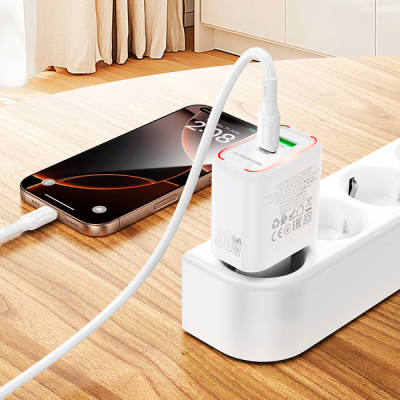 Зарядное устройство BOROFONE BA89A Destello 1xUSB-C PD30W + 1xUSB QC3.0 White (6941991119361) Винница - изображение 9