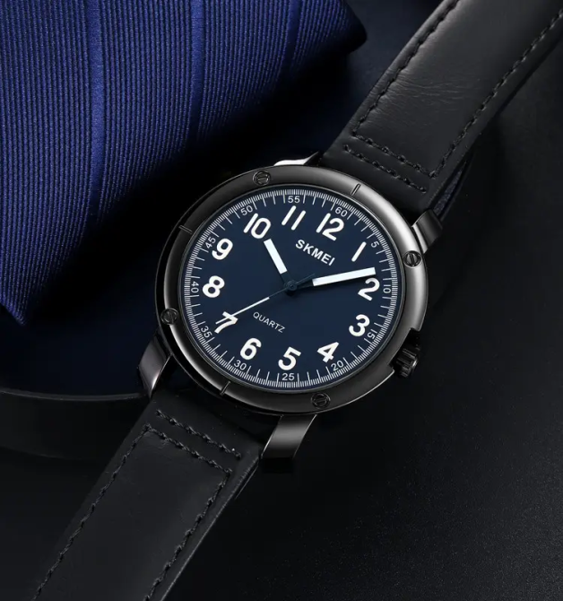 Класичний наручний чоловічий годинник Skmei 1987 Чорний з синім Вінниця - фото 7