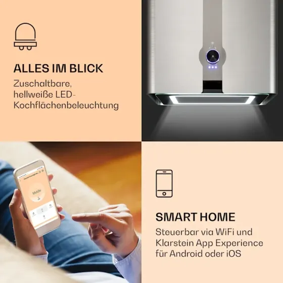 Вытяжка островная Klarstein Futurelight Smart WIFI из Германии Днепр