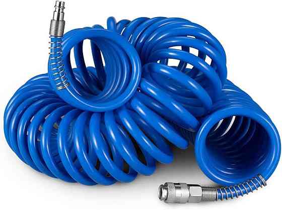 Шланг витой полиуретановый 6.5мм х 10мм х15м с быстроразъемными наконечниками 1/4''(макс. давление - 15bar, Одесса