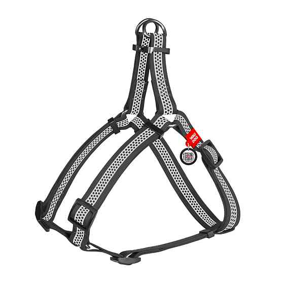 Шлея для собак водостійка WAUDOG Waterproof з QR-паспортом, світловідбиваюча, металева пряжка-фастекс, M, Ш 20мм, Д 50-80 см сірий Київ