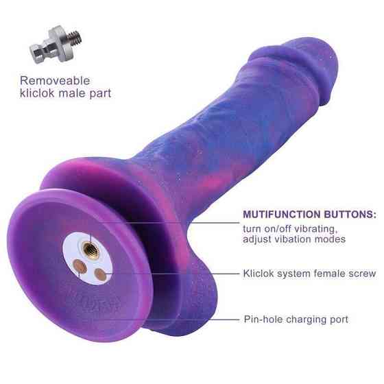 Фалоімітатор 8.2″ з вібрацією для секс-машин Hismith Purple Silicone Dildo with Vibe, KlicLok Sex Aura Київ