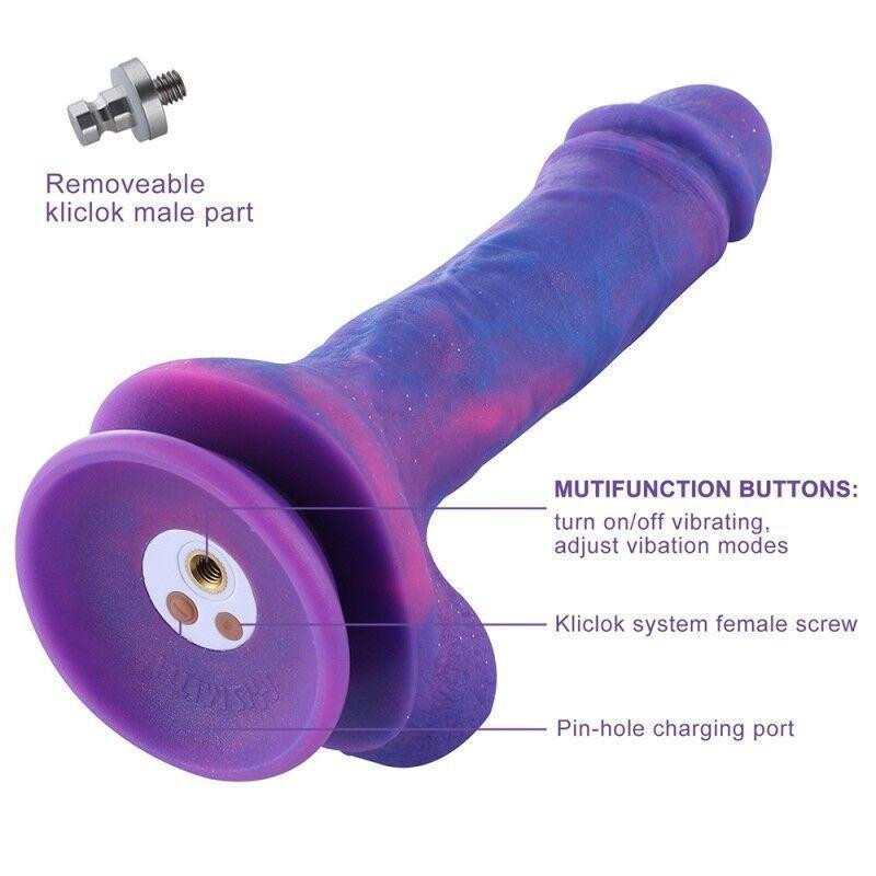 Фалоімітатор 8.2″ з вібрацією для секс-машин Hismith Purple Silicone Dildo with Vibe, KlicLok Sex Aura Київ - фото 5