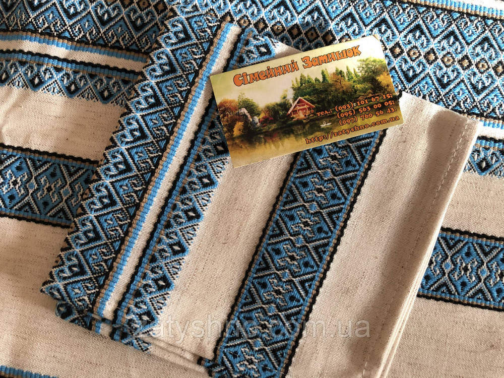 Голубая вышитая скатерть  с салфетками Киев - изображение 6