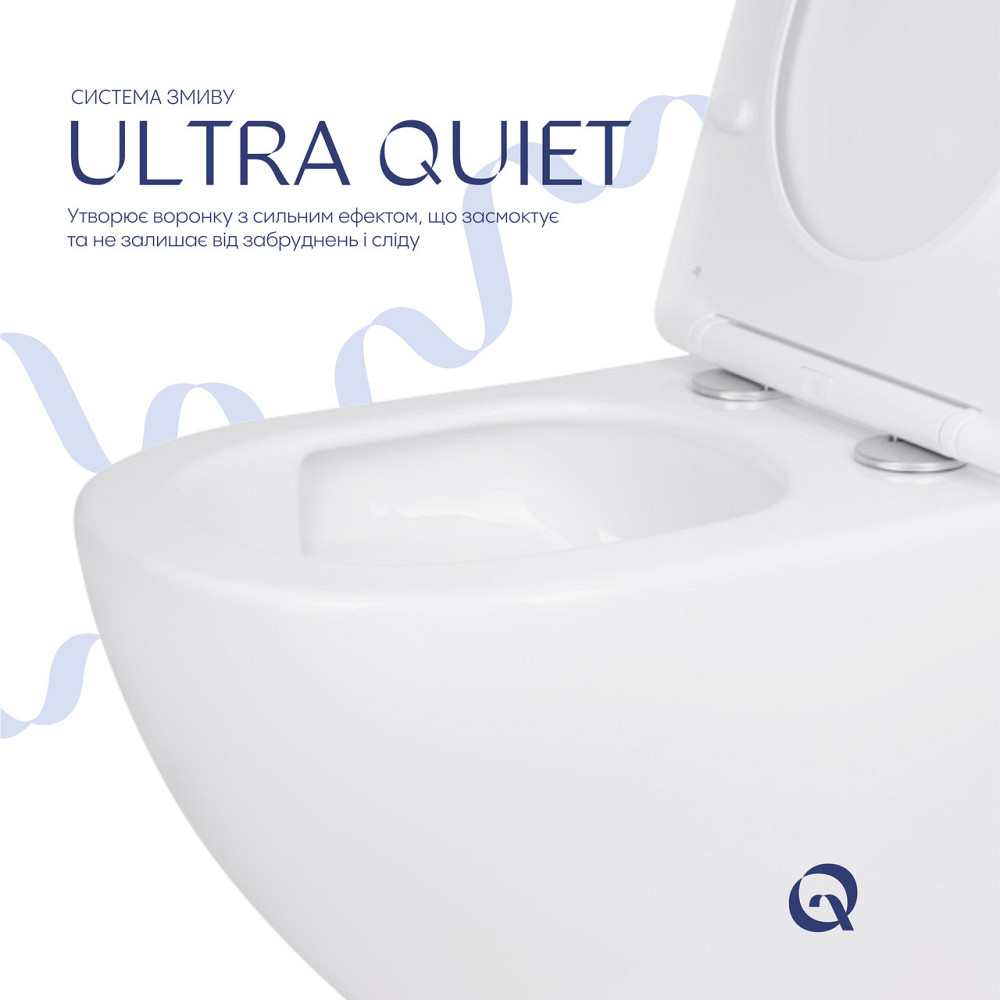 Унітаз підвісний Qtap Jay безобідковий Ultra Quiet із сидінням Soft-close QT07335177W Київ - фото 5