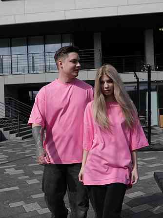Парні футболки оверсайз(oversize) для чоловіка і дружини, для закоханих пар SANE рожеві Одеса