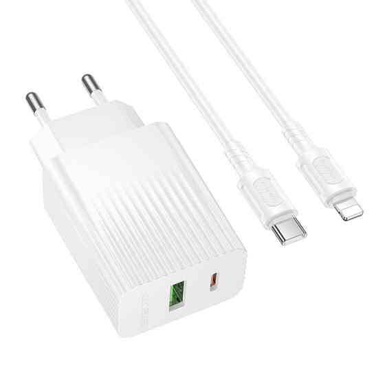 Мережевий зарядний пристрій з кабелем BOROFONE BAS76A Source PD30W+QC3.0 charger set(C to iP) White Одеса