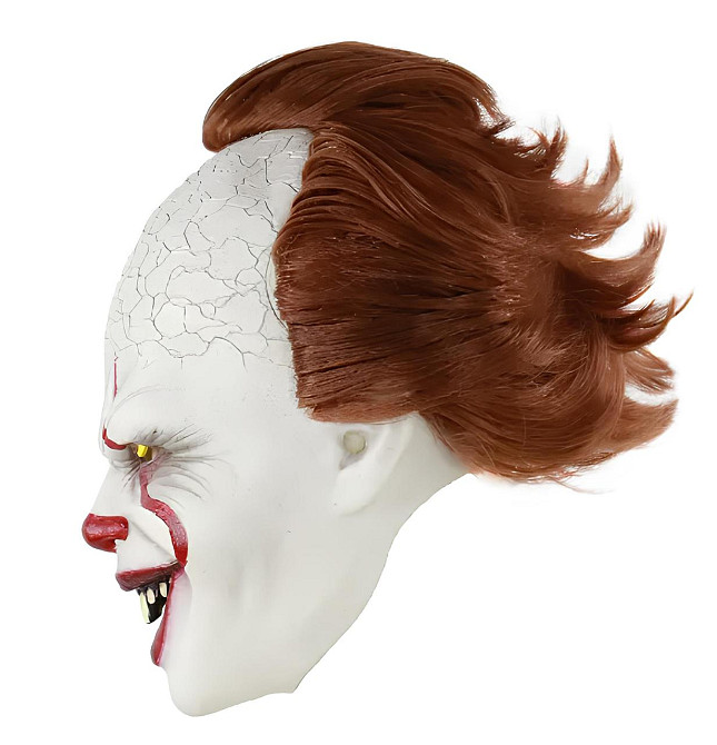 Маска Пеннивайза RESTEQ из фильма Стивена Кинга — латексная маска ужасного клоуна Pennywise с волосами Киев - изображение 3