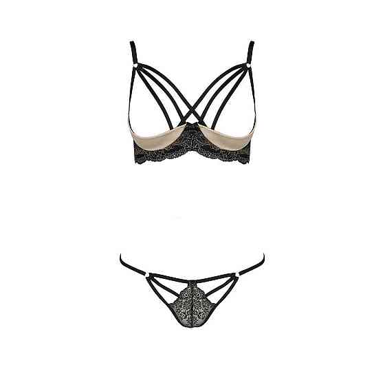 Комплект белья Passion Exclusive VALERY SET OpenBra XXL/XXXL, black, стрэпы, трусики, открытый лиф Sex Aura Киев