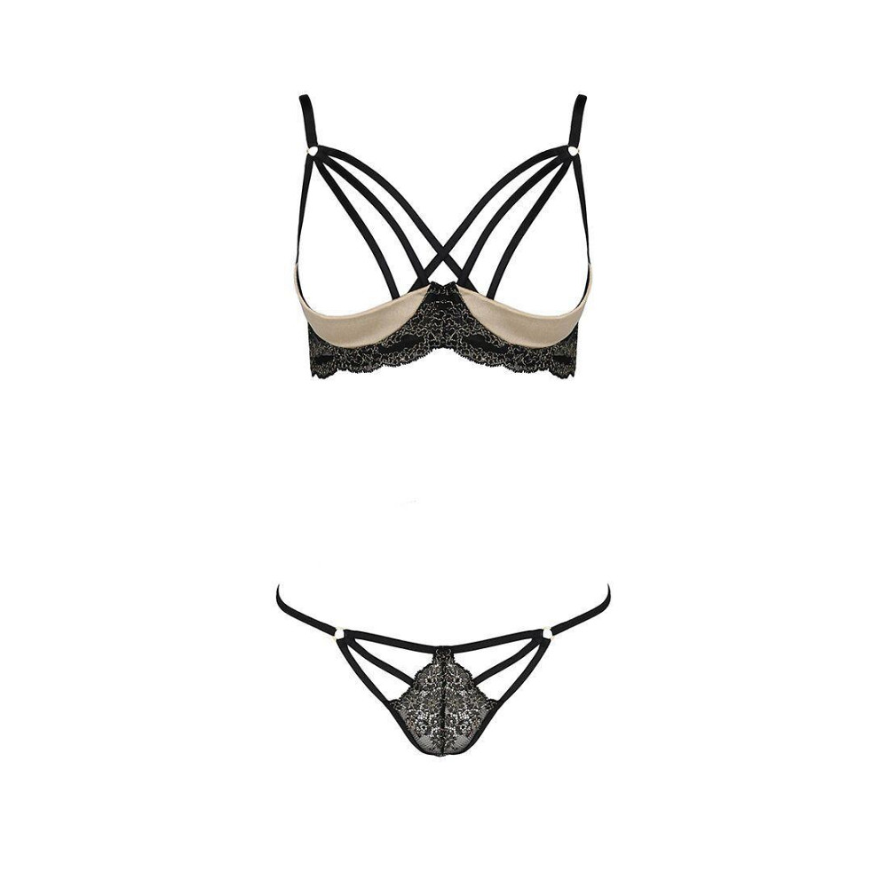 Комплект белья Passion Exclusive VALERY SET OpenBra XXL/XXXL, black, стрэпы, трусики, открытый лиф Sex Aura Киев - изображение 5