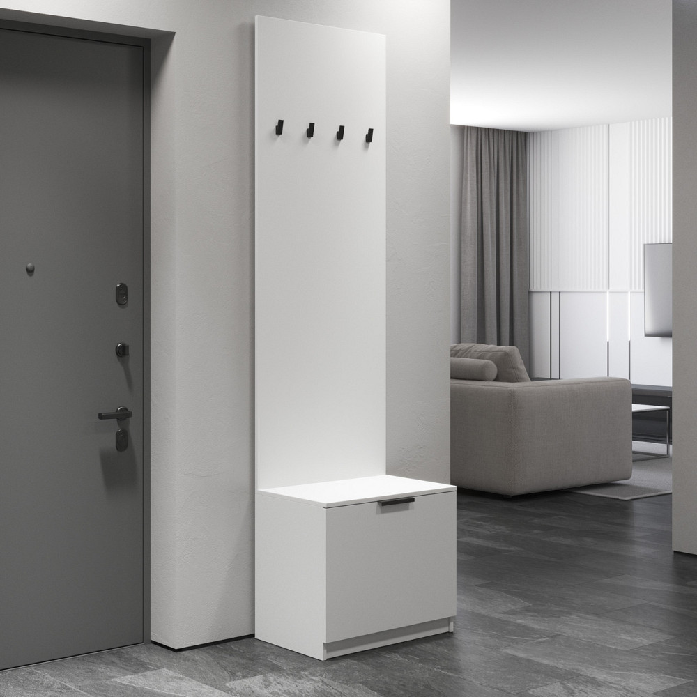 Вешалка для прихожей VAYS, напольная, с тумбой для обуви M-43 Белый Львов - изображение 1