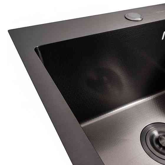 VALESO Кухонна мийка 50*50 PVD чорна DECOR Valeso Handmade (сифон круглий, 3,0/0,8) Київ