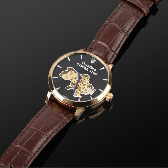 Чоловічий наручний годинник Besta Skeleton Gold Black Dial Вінниця - фото 3