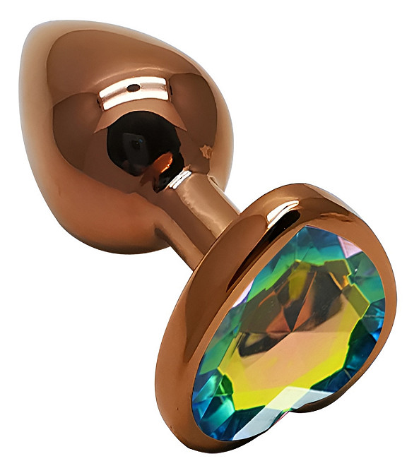 Анальна пробка з кристалом EGZO - Dark Gold Heart Plug Rainbow, size S Sex Aura Київ - фото 2