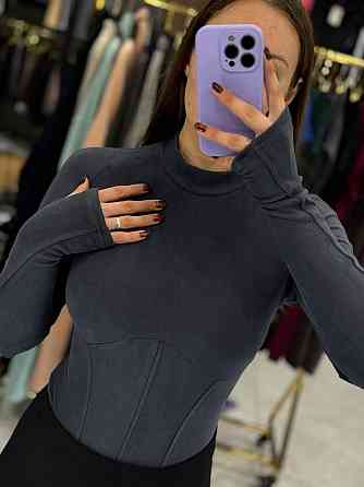 Жіночий базовий теплий боді з турецького мікрофлісу Графіт, 46 Одеса