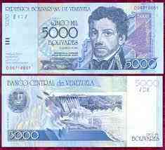 Venezuela Венесуэла - 5000 Bolivares 2004 UNC Полтава