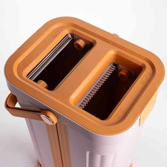 Швабра з відром 16 л для миття підлоги з віджимом плоска насадка з мікрофібри набір для прибирання будинку HP-35015-58 Коломия