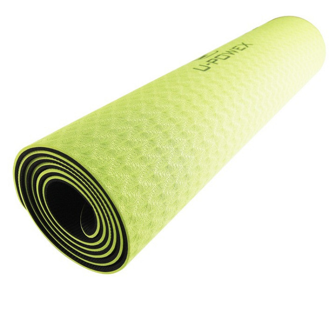 Коврик для йоги та фітнесу U-POWEX TPE Yoga mat Green/Black (183х61х0.6) Кам'янське - фото 2