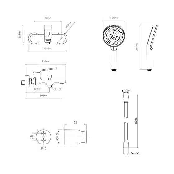 Комплект Qtap Slavonice Black Matt: Смеситель QTSLA259BLM45918 + Держатель QT829910842854OB + Шланг Киев