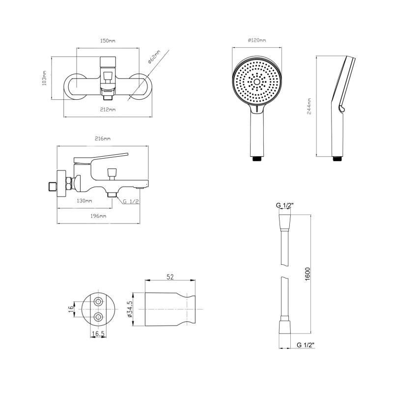 Комплект Qtap Slavonice Black Matt: Смеситель QTSLA259BLM45918 + Держатель QT829910842854OB + Шланг Киев - изображение 2