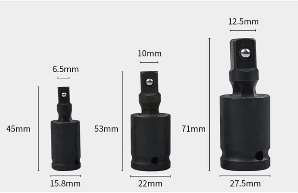 Набір ударних карданних шарнірів Cr-Mo 1/2 1/4 3/8 для торцевих головок Київ - фото 6