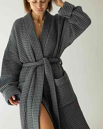 Жіночий халат з вафельної натуральної тканини Харків