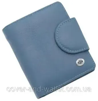 Кожаный женский кошелек компактного размера с монетницей синего цвета ST 415-1 Киев - изображение 3