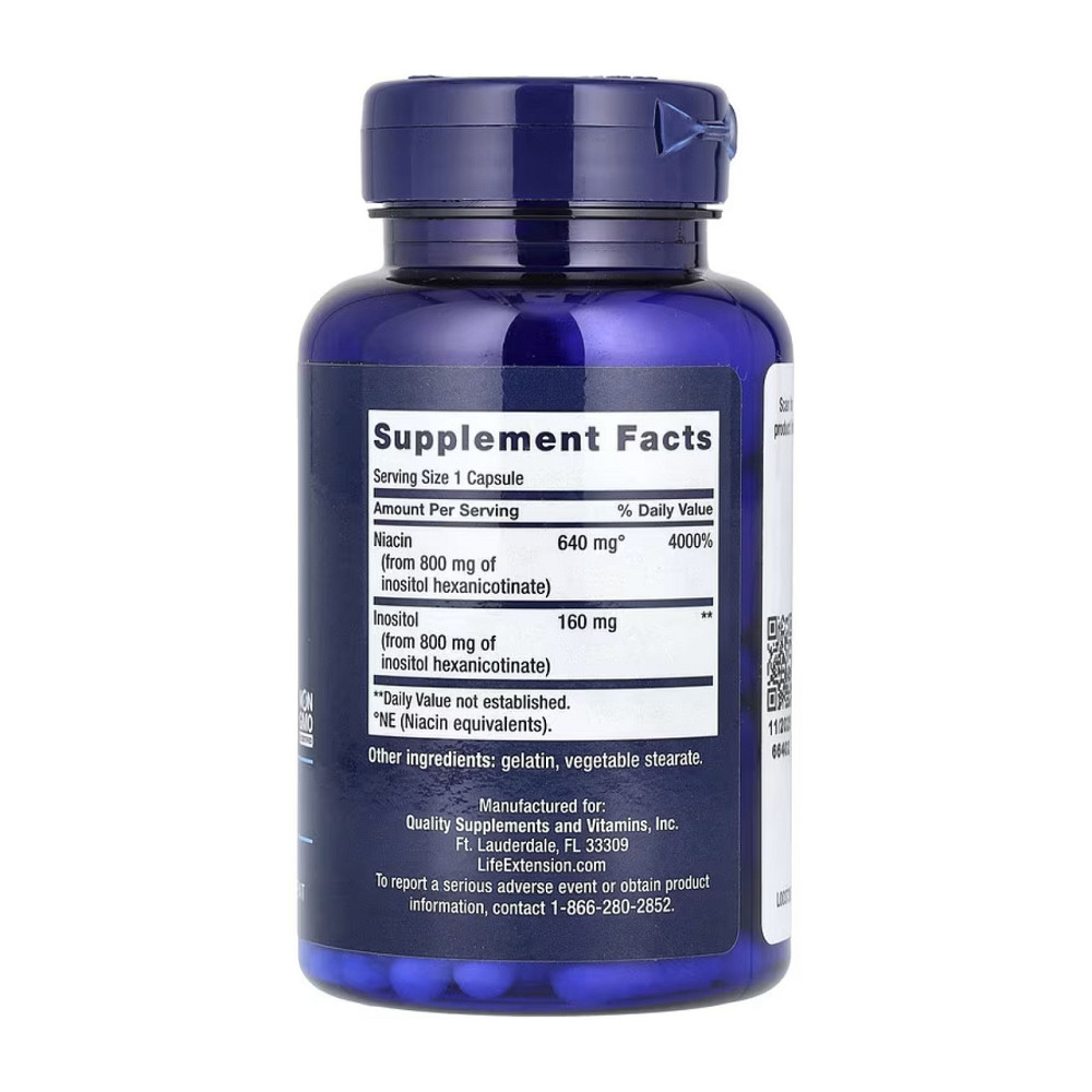 Витамины Life Extension Ниацин (витамин В3) No Flush Niacin 640 mg 100 капс Киев - изображение 2