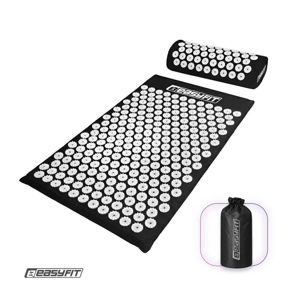 Масажний килимок EasyFit з подушкою (аплікатор Кузнєцова) + чохол Чорний з білим Коломия - фото 7