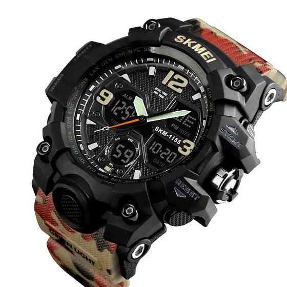 Чоловічий наручний годинник Skmei 1155BAG RED CAMO спортивний, армійський, хронограф, водонепроникний, червоний камуфляж Київ