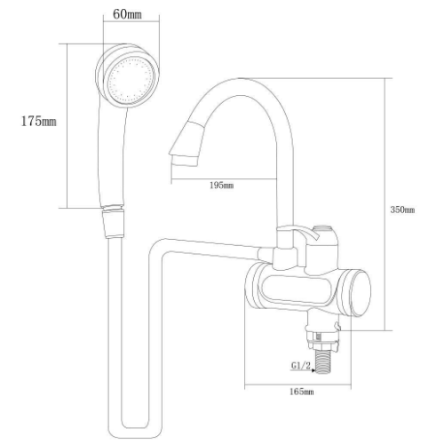 Кран-водонагрівач проточний JZ 0,4-5бар 3,0кВт для ванної гусак вухо на гайці Aquatica Житомир - изображение 3