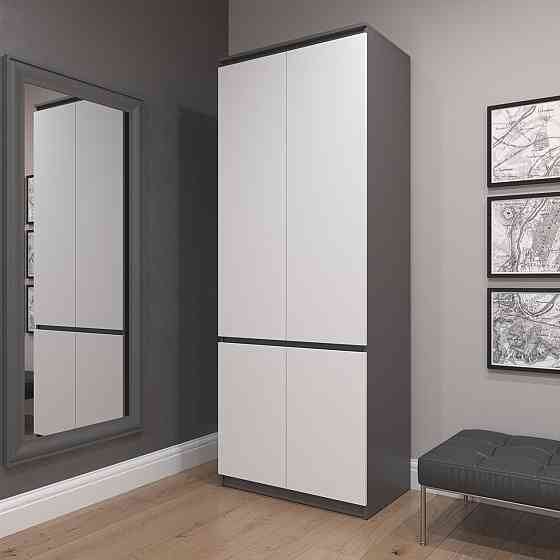 Шкаф для одежды VAYS R-10 Антрацит-Белый фасад, с полками и штангой, без ручек, ЛДСП, 80×50×211 см - для спальни, гостиной, прихожей Львов