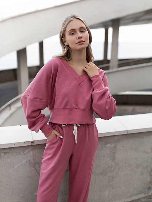 Женский базовый прогулочный костюм двойка: кофта и штаны турецкая трехнить пенье Терракот Одесса - изображение 8