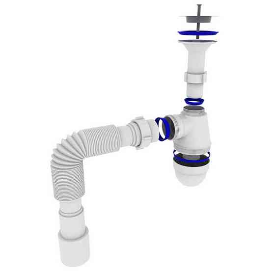 Сифон OPTIMUM 11/4| *40 для умивальника з литим випуском і гофртрубою 40*40/50 OPTI 12043 Київ