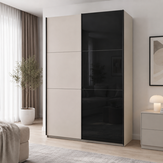 Шкаф купе Doros G-Caiser Кашемир/Черный 1 ДСП/1 стекло 3 части 180х60х240 (42005323) (DRS-012238) Львов