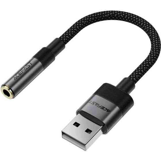 Перехідник USB-A --> 3.5 mm 15cm audio converter J13 Acefast black Вінниця