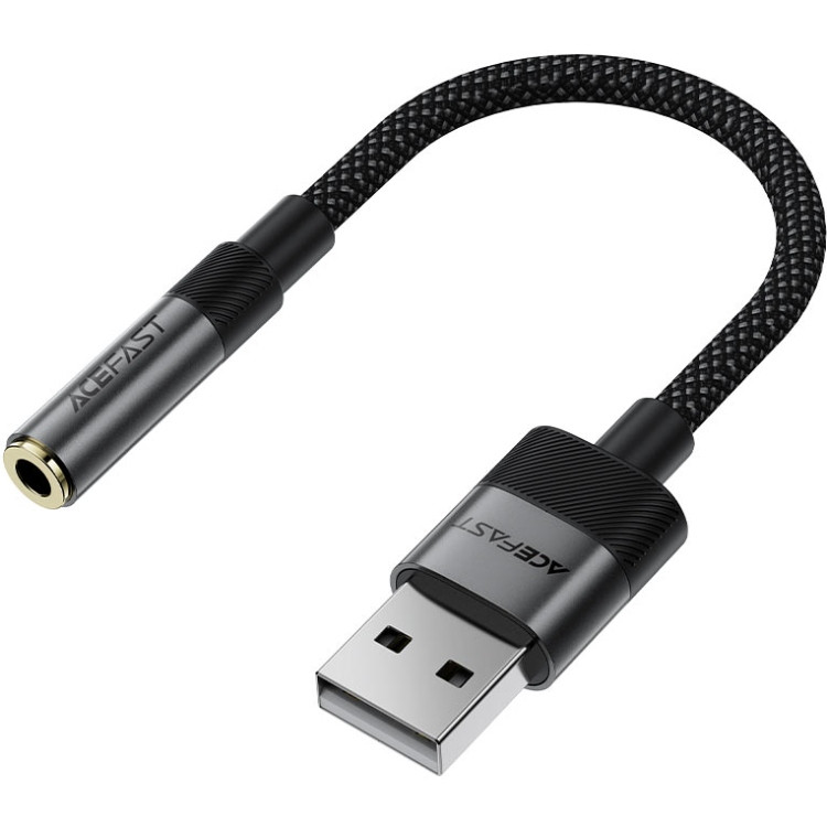 Перехідник USB-A --> 3.5 mm 15cm audio converter J13 Acefast black Вінниця - фото 1