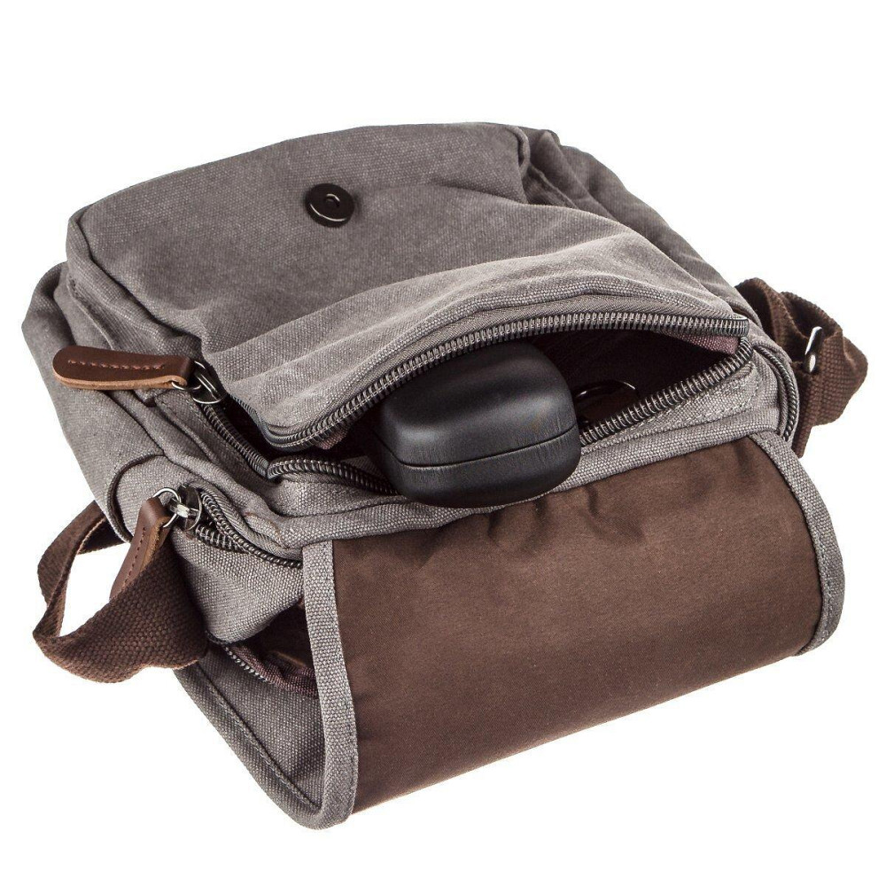 Универсальная текстильная мужская сумка на два отделения Серая (Vintage) Киев - изображение 3