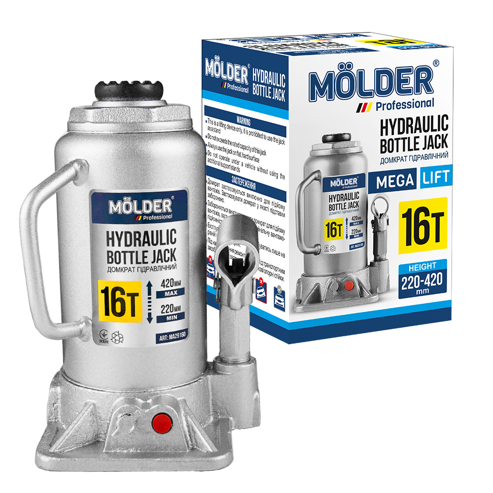 Домкрат гідравлічний пляшковий Molder 16т 220-420мм Львів - фото 2