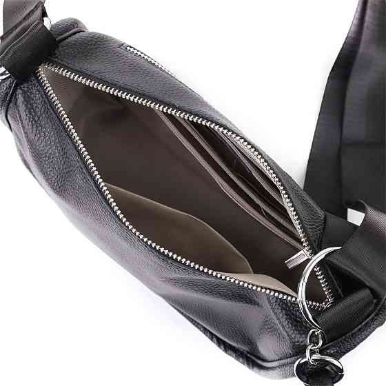 Стильная полукруглая сумка для женщин из натуральной кожи Vintage 22905 Черный Киев