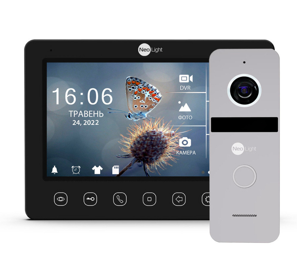 Комплект відеодомофона NeoLight Kappa+ HD WF 7 дюймів і панелі NeoLight SOLO FHD Silver Київ - фото 1