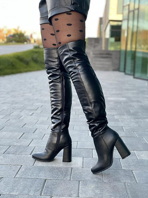 Nivelle Ботфорти жіночі NIVELLE чорні натуральна шкіра зима єврововна висота 50 см обхват гоміл Коломыя - изображение 1