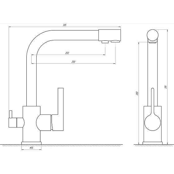 Смеситель для кухни под осмос Globus Lux LAZER GLLR-0444-11-GRAPHITE (000021918) Киев